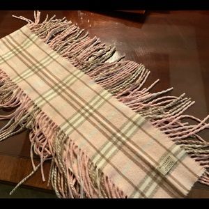 Burberry Light Pink Cashmere Fringe Scarf